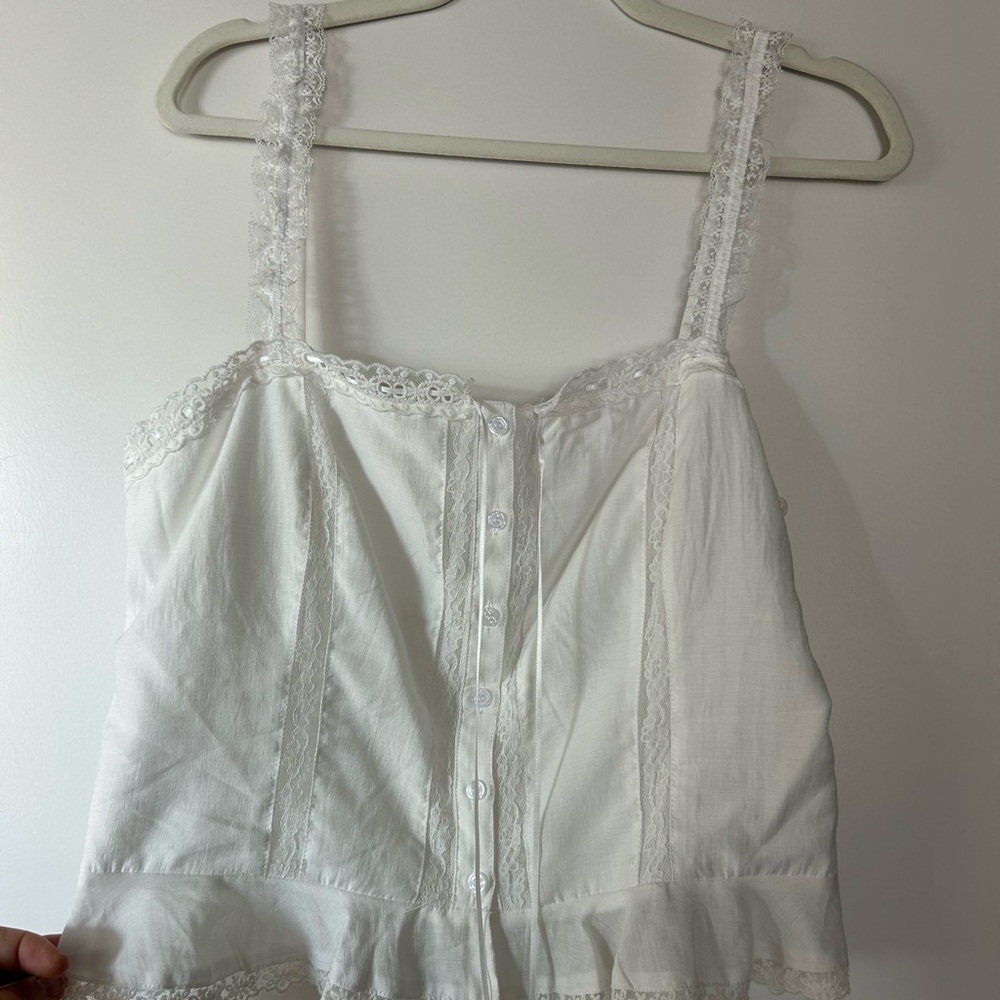 Altar'd State Ivory Lace Button-Up Tank